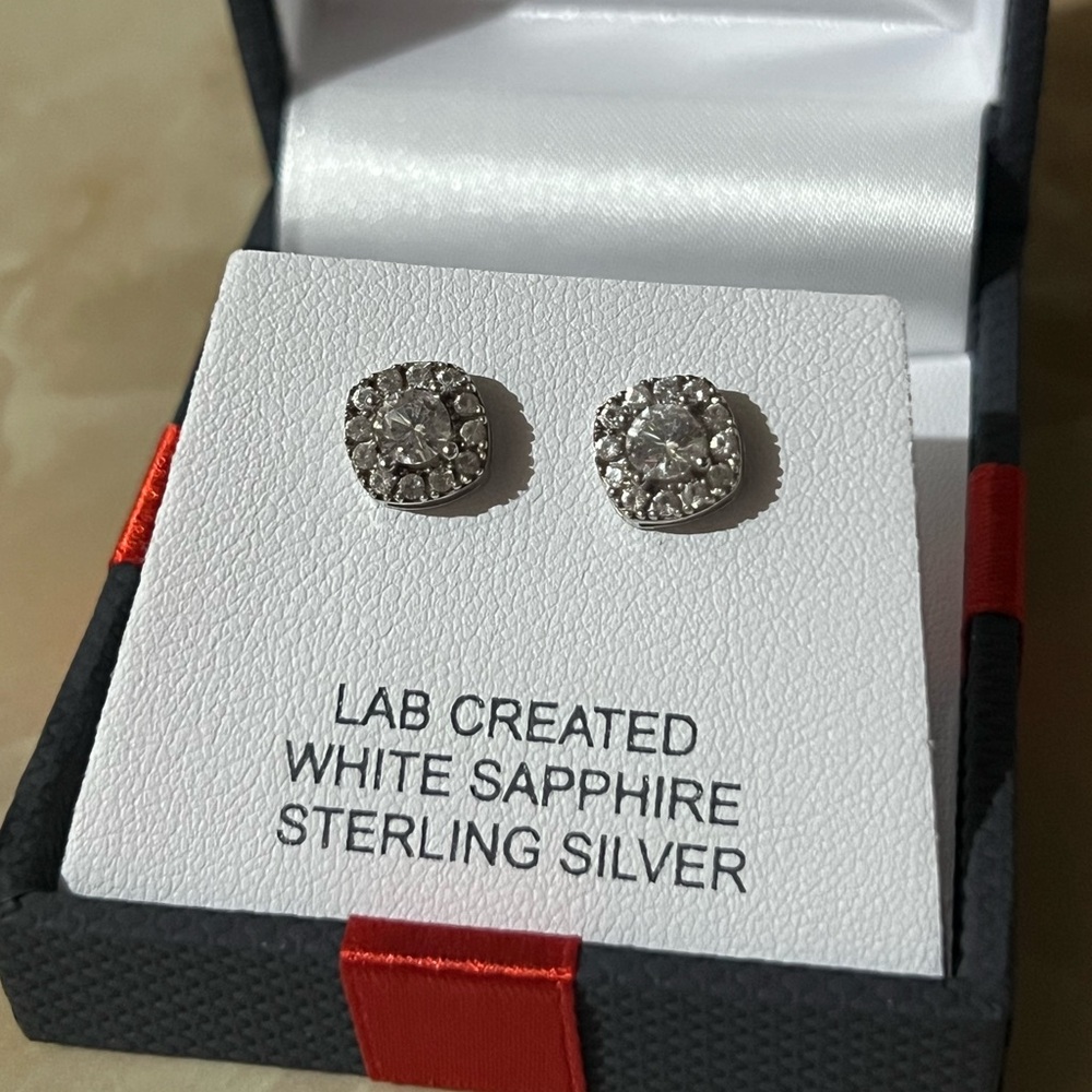 Sterling Silver White Sapphire Earrings
